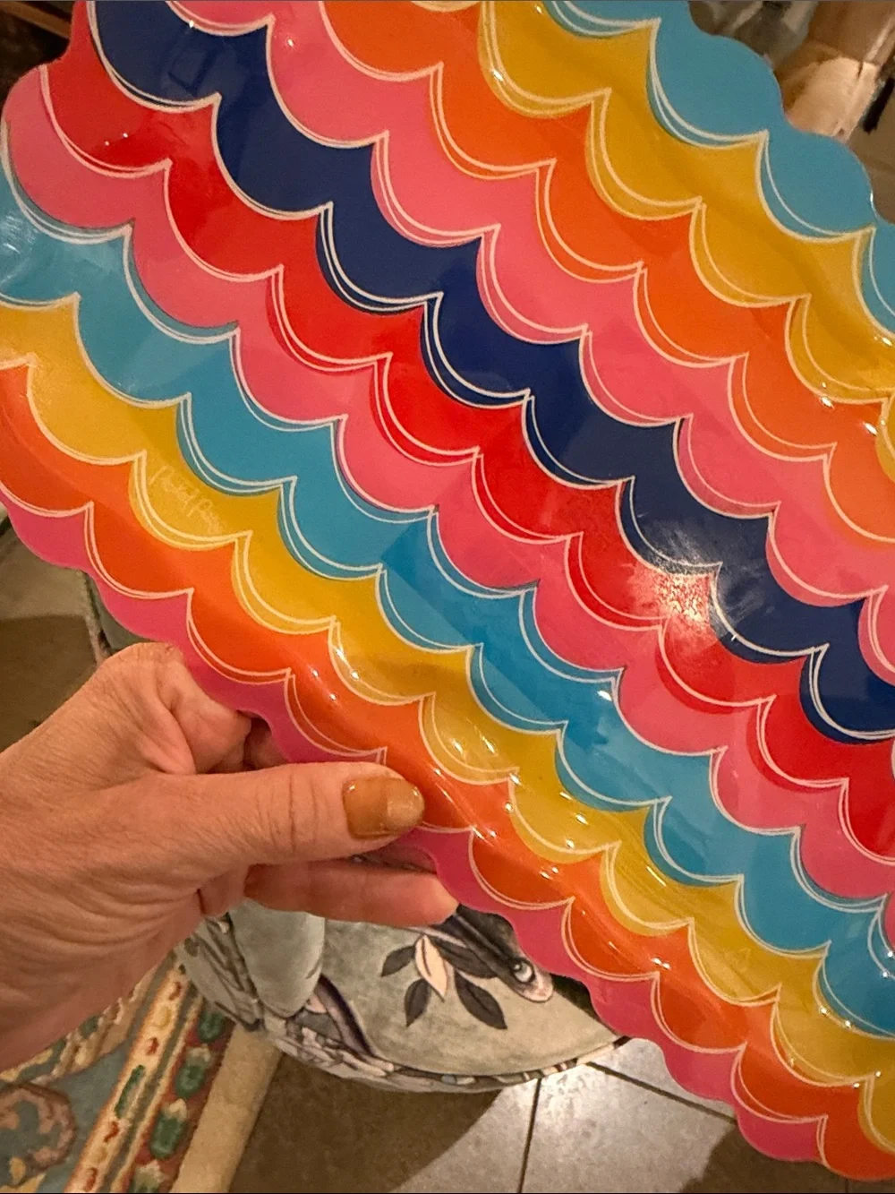 Packed Party Multicolor Scalloped Party Tray - Party Table Decor